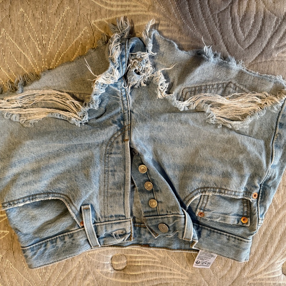 Levi's Light Blue Distressed Jean Shorts